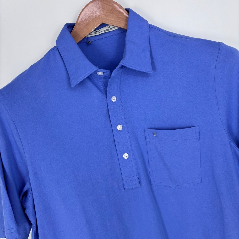 Criquet The Players Shirt Mens Medium Blue Short Sleeve Pocket Polo Golf Top